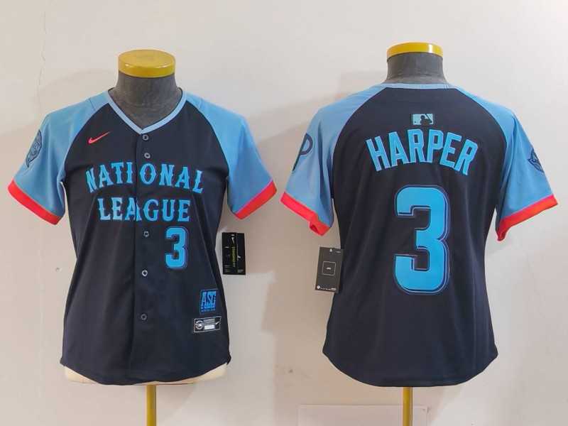 Womens Philadelphia Phillies #3 Bryce Harper Navy 2024 All Star Limited Stitched Jersey->2024 mlb all-star->MLB Jersey